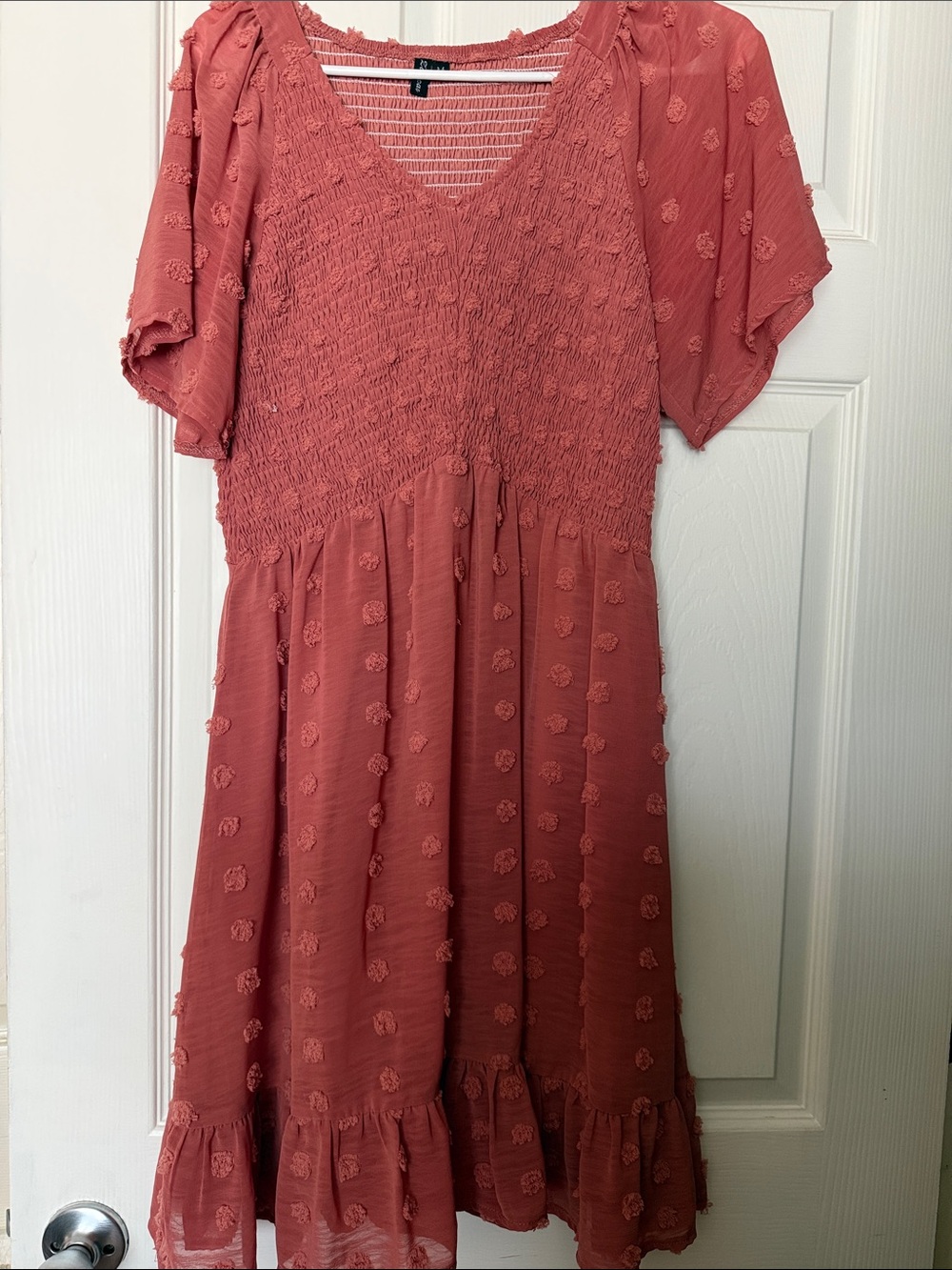 Women’s Textured V-Neck Midi Dress - Dusty Rose